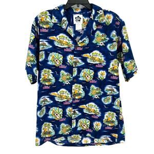 Hilo Hattie Big Kahuna Hawaii Island Surf Print Button Front Shirt Mens Large